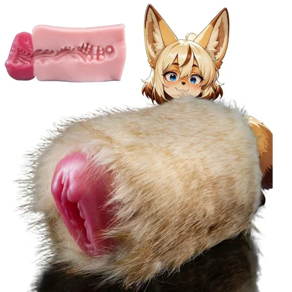 Realistic Vagina Male Masturbator Soft Silicone Pocket Pussy Stroker with Cover Warm Fur Furry Onahole Sex Toys for Men