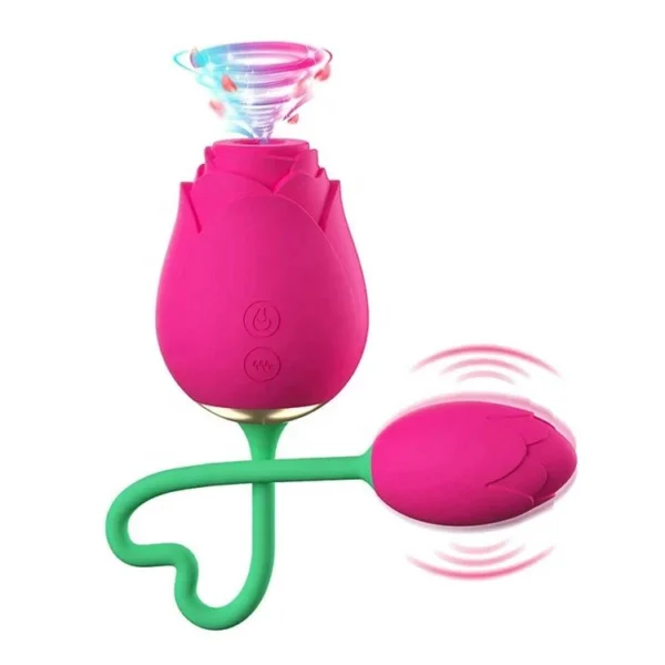 Clit Sucker Nipple Stimulator 2 in 1 Clitoral Sucking Rose Vibrator With Egg Double Flower Vibrator
