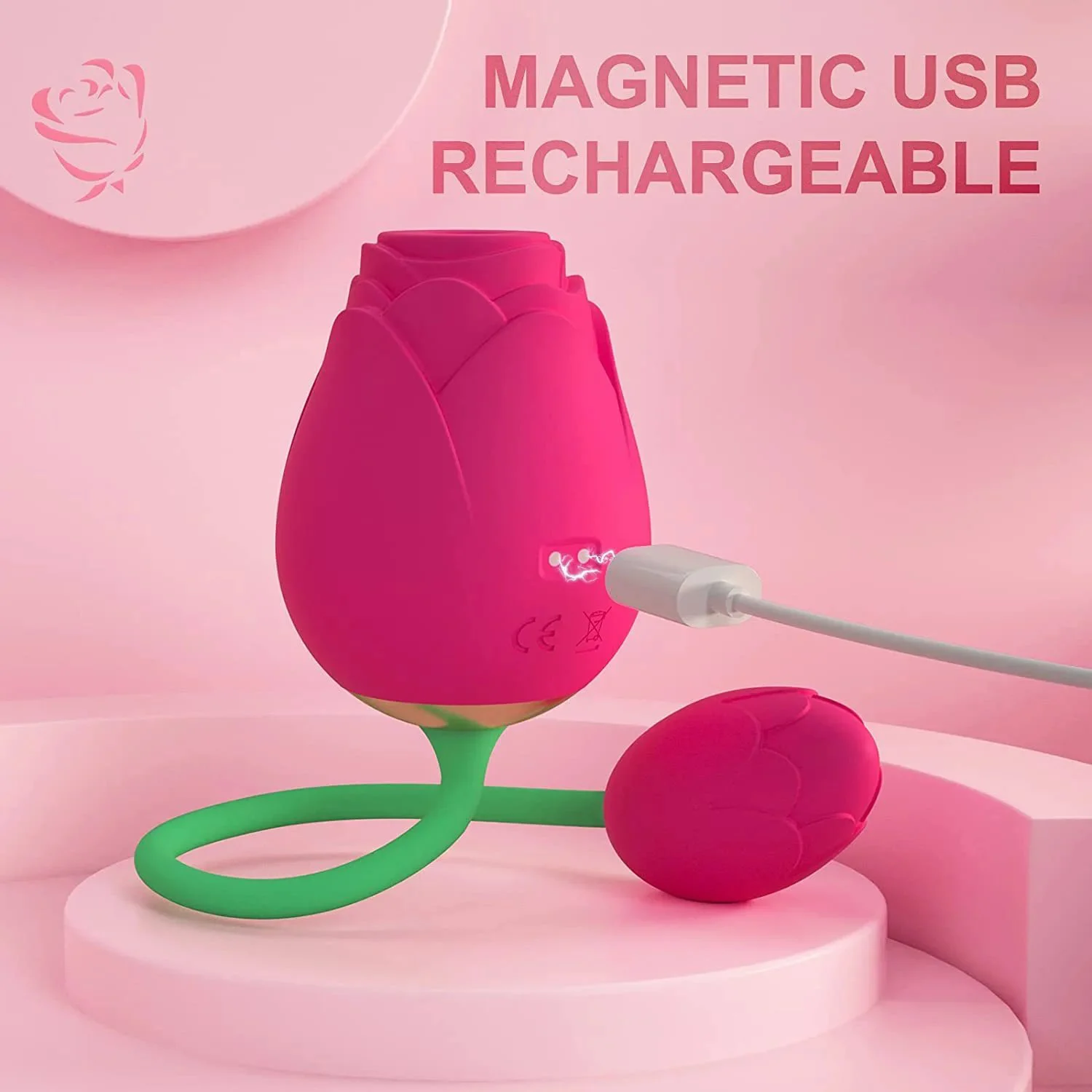 Clit Sucker Nipple Stimulator 2 in 1 Clitoral Sucking Rose Vibrator With Egg Double Flower Vibrator