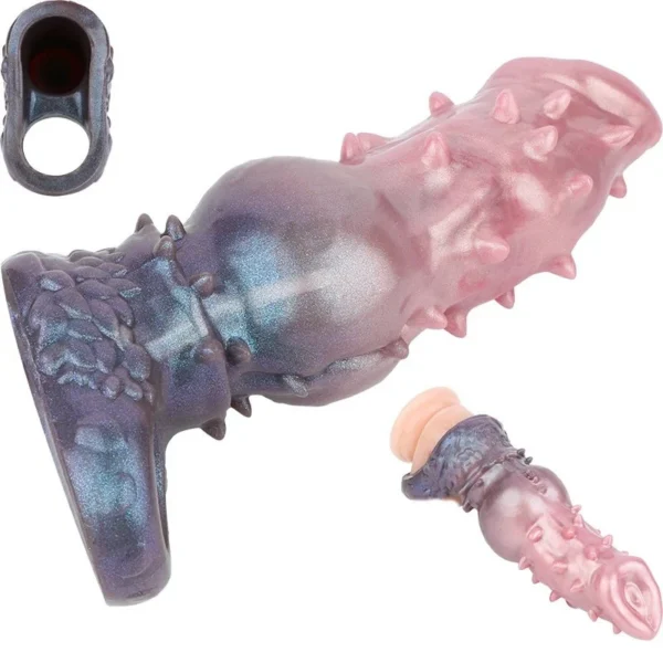 New Fantasy Dog Penis Sleeve With Stimulator Spike Animal Dildo Sheath Texture Massager Sex Toy for Men Women
