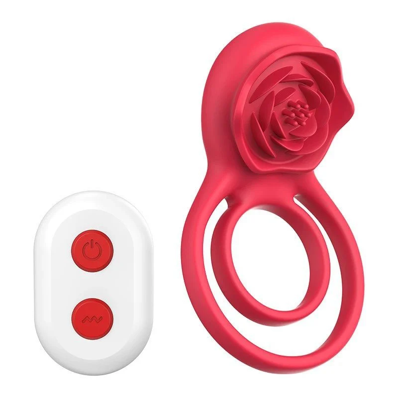 Couple Sex Toys Rose Remote Control Vibrating Men Penis Cock Ring Clitoral Stimulator