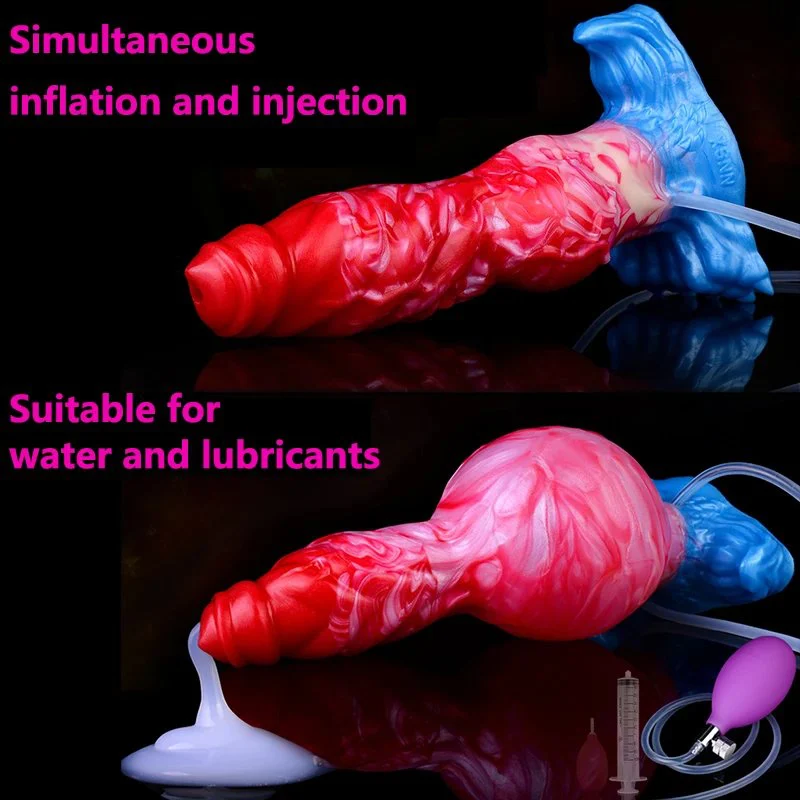 Wolf Anal Dildo Inflatable Squirting Dildo with Adjustable Girth Anal Sex Toys G-spot Stimulator Prostate Massager Sex Toy