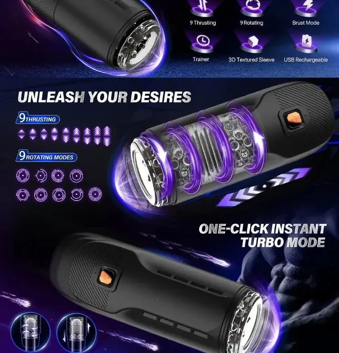 Penis Training Machine 9 Frequency Thrusting Rotation Automatic Transparent Masturbation Cup