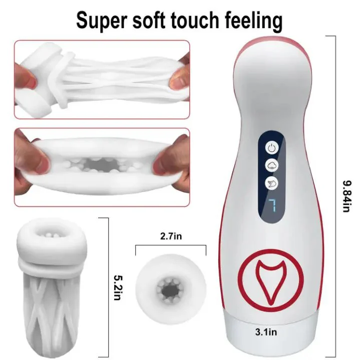 Rechargeable 7 Modes Squeeze Automatic Sucking Rotating Male Masturbation Cup With Voice Sex Toy