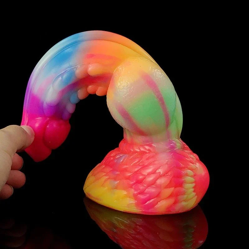 Trend 24cm Luminous Fantasy Knot Animal Dog Penis Dildo Female Masturbation Sex Toy