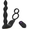 Silicone Wireless Remote Control 10-Frequency Anal Plug Double Penis Ring With Prostate Massage Vibrator for Men