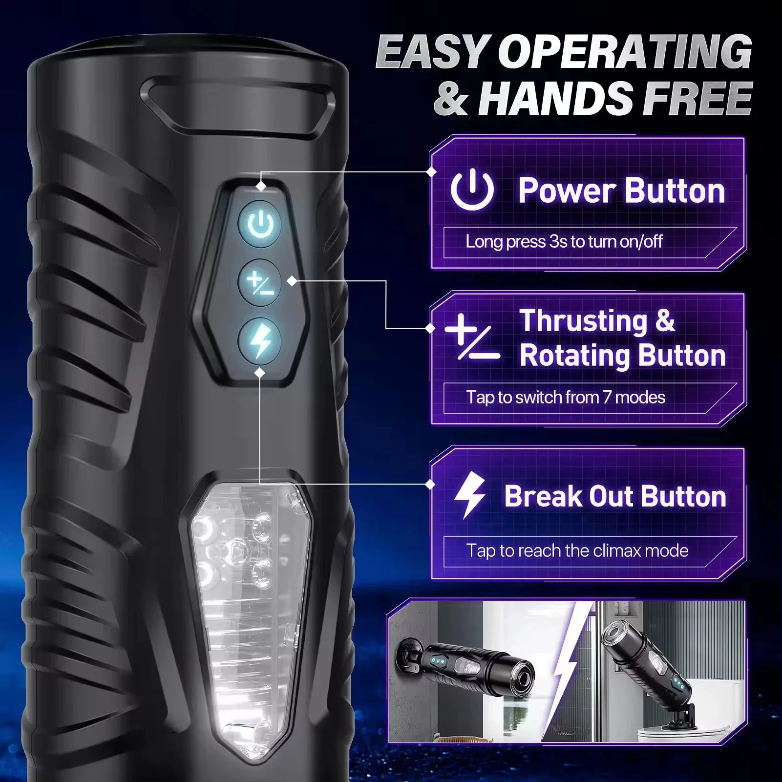 Men Penis Sex Machine Adults Toys Thrusting Rotating Automatic Male Masturbation Devices with Suction Base