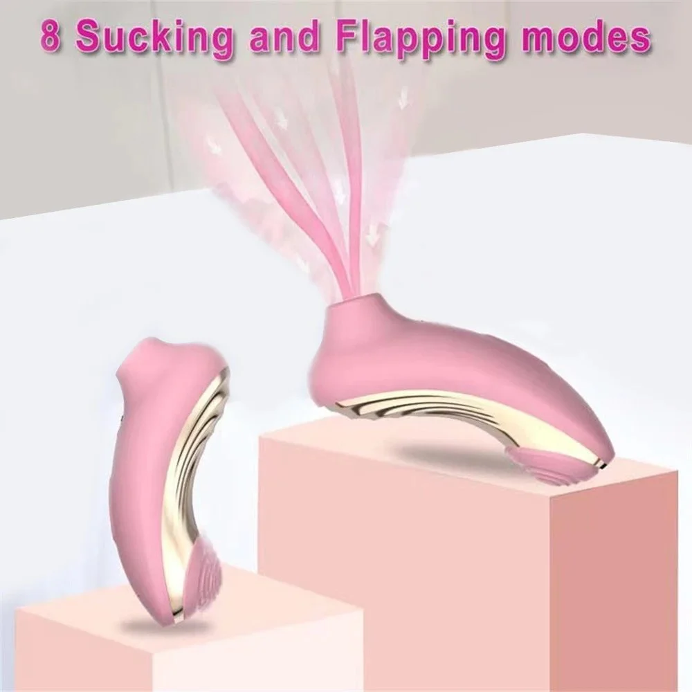 Double Motors 8 Speed Clitoral Stimulation G Spot Sucking Flapping Vibrator Adult Sex Toys for Women