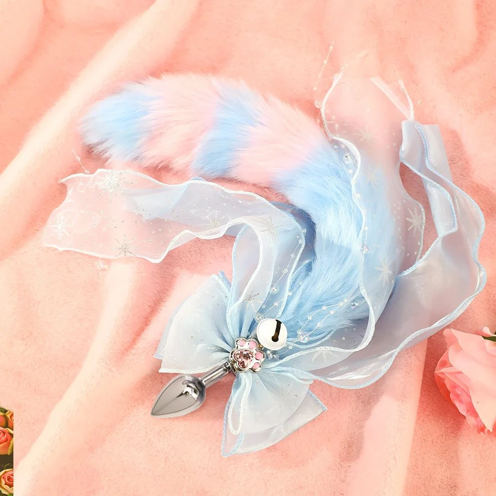 Sensual Fox Tail Anal Plug Big Bow Lace Sensual Anal Plug Atmosphere Flirtatious Sexual Products Female Romance