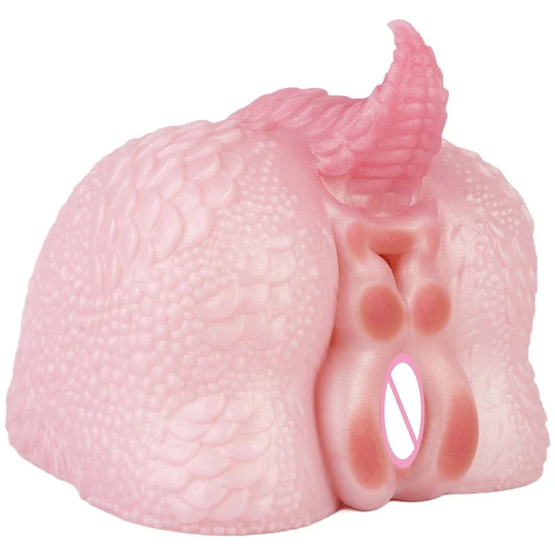 Simulation Animal Buttock Inverted Mold Silicone Fantasy Dragon Male Masturbator Pocket Penis Stroker Dual Channel Sex Toy