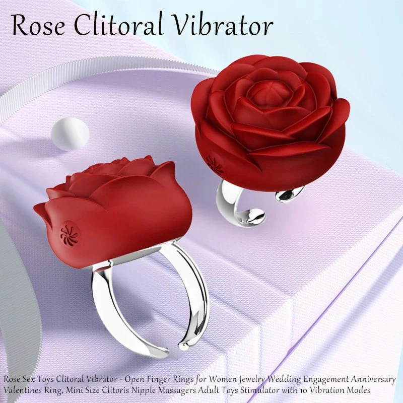 Magnetic Charging High Frequency Vibration Rose Ring Clitoral Vibrator for Couples Sex Life