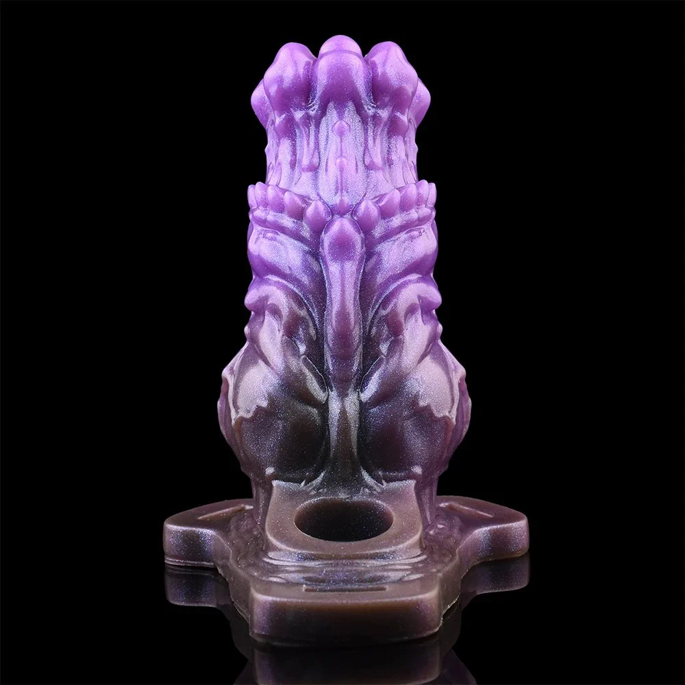 Purple Amber Sheath Silicone Penis Sleeve with Monster Style Enlarger Cock Sleeve Sex Toys for Men Sex Game