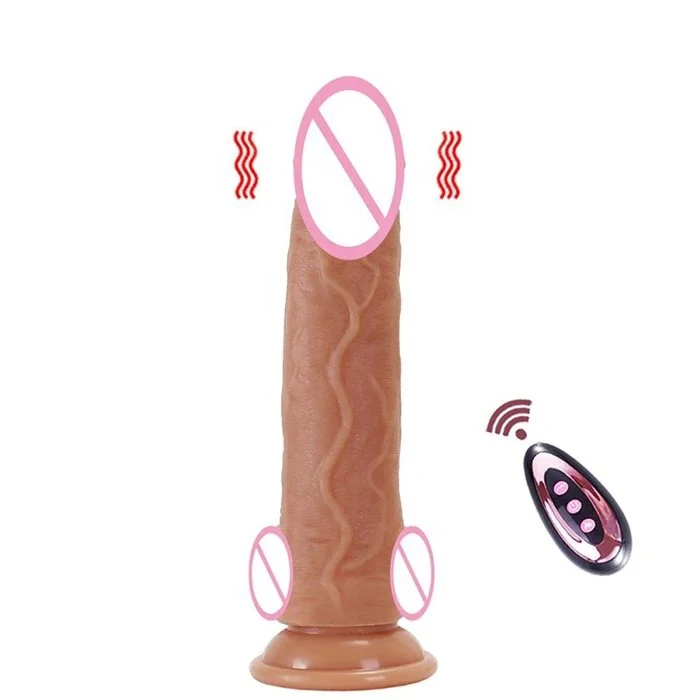 Wireless Remote Control 10-Frequency Realistic Thrusting Dildo Sex Toy Soft Silicone and ABS with Intelligent Heating
