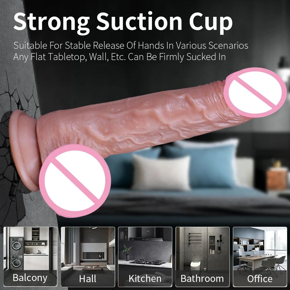 10 Frequency Vibrating Heating Suction Cup Dildos Silicone Thrusting Dildo Vibrator Sex Toy Women