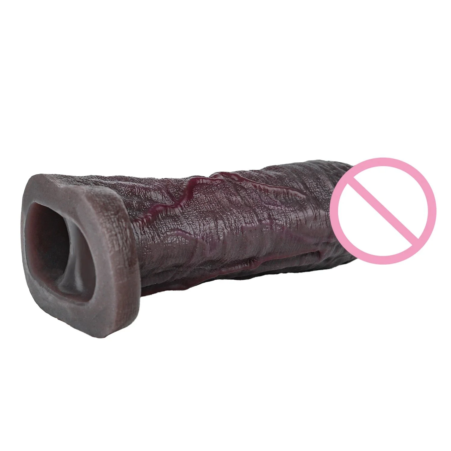 Real Veins Super Soft Penis Sleeve Close Head Realistic Hollow Dildo With Cock Ring Delay Ejaculation Sex Toy for Adult Men