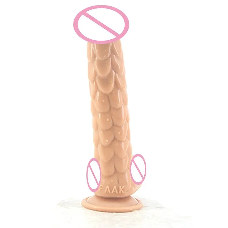 19cm Long Dragon Snake Skin Fish Scale Silicone Dildo Prostatic Massage Dragon Scale Dildo