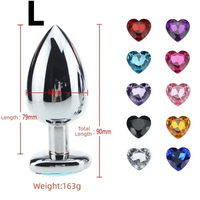 Premium Adult Metal Butt Plug with Heart Shape Silicone Glass Stainless Steel for Anal Sex Toys and Jewelry