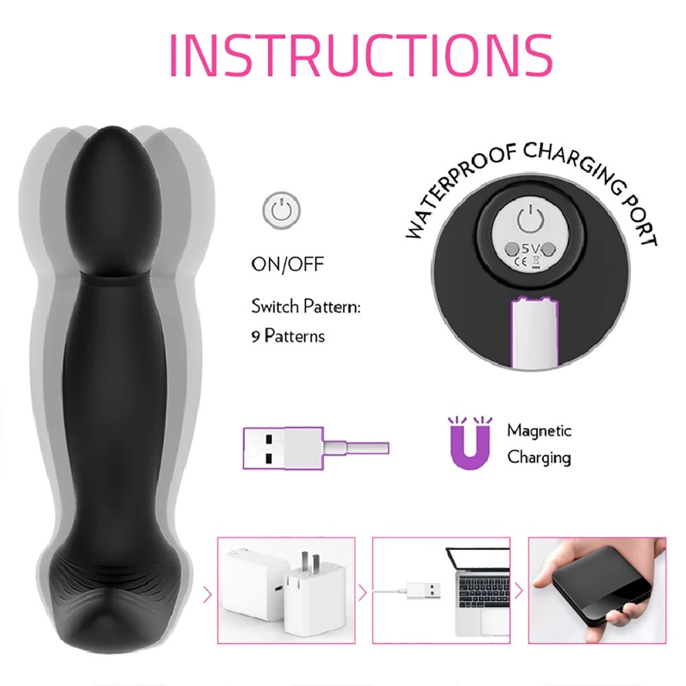 Prostate Massager Plug Vibrator Men Anus Climax Butt Anal Plugs Sex Toy for Man Masturbator