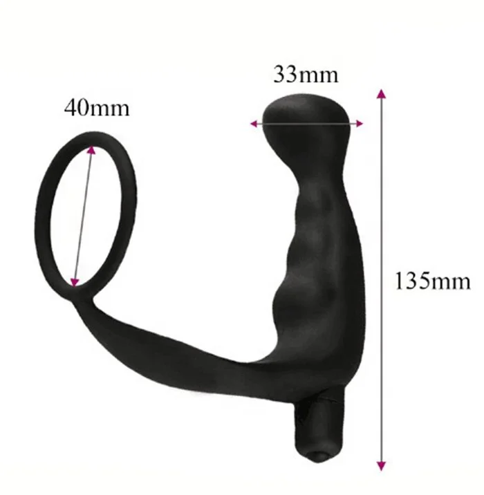 10-Speed Vibrating Prostate Massager with Penis Ring Silicone Anal Plug Sex Toys Metal Vibrator