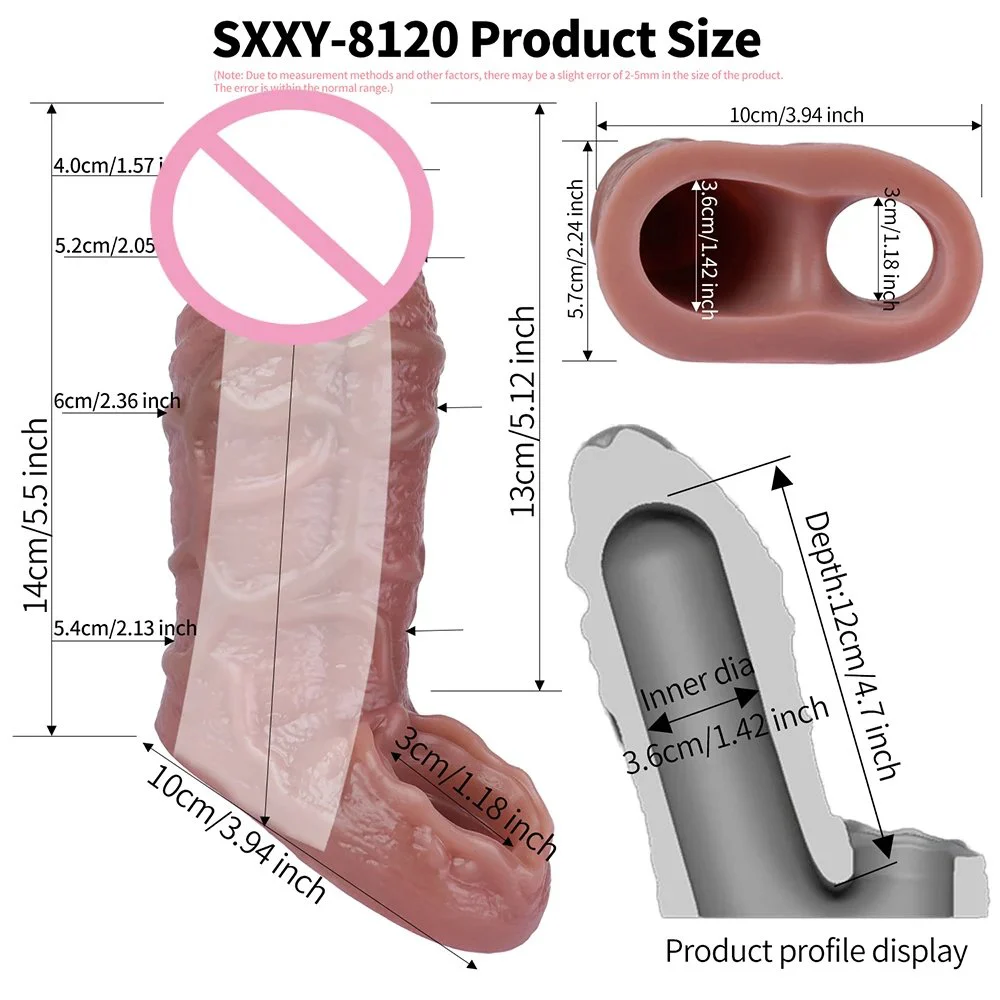 Reusable Silicone Penis Sleeve for Men Extension Enlarger Delay Ejaculation Ring with Elastic Fit