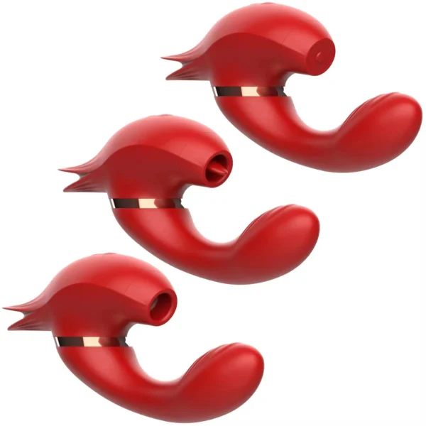 Gelance 3-in-1 Silicone Rabbit Vibrator Dildo TPE Clitoris Licking Thrusting Adult Toys for Women Licking & Sucking Features