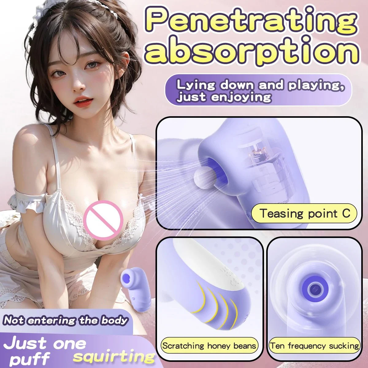 Gelances Sucking Vibrator with Suction Clitoral Stimulation 10 Modes Dildo for Women Sex Toy
