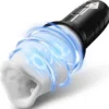 USB Rechargeable Deep Throat Spinning Vibrating Automatic Male Stroker Rotating Transparent Masturbator Cup for Men Rose Sex Toy