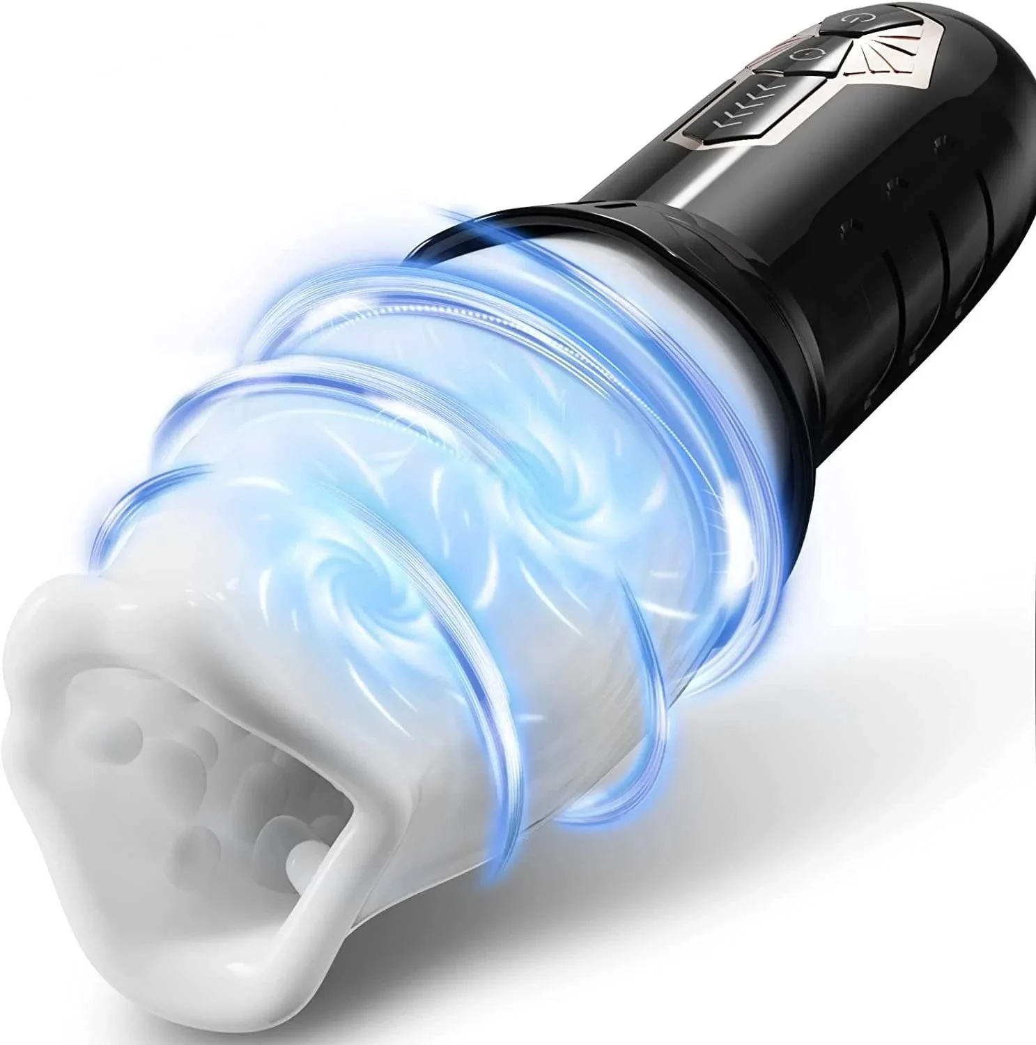USB Rechargeable Deep Throat Spinning Vibrating Automatic Male Stroker Rotating Transparent Masturbator Cup for Men Rose Sex Toy