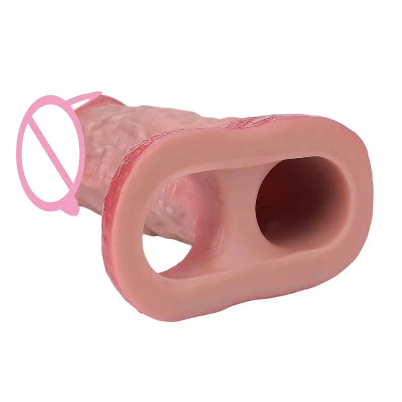 Safe Silicone Material Male Penis Extender Easy-to-wear Penis Sex Toy Internal Protrusions Enhance the Experience