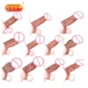 Silicone Dildo Sheath Realistic Penis Sleeve Soft Silicone Sex Toys Stretchable Cock Enlargement Male Masturbator