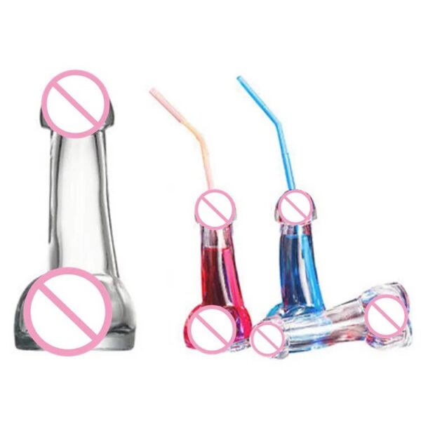 Fun Creative Penis Shape Drinking Wine Glass Bottle Macho Man Dildo Glass Cup