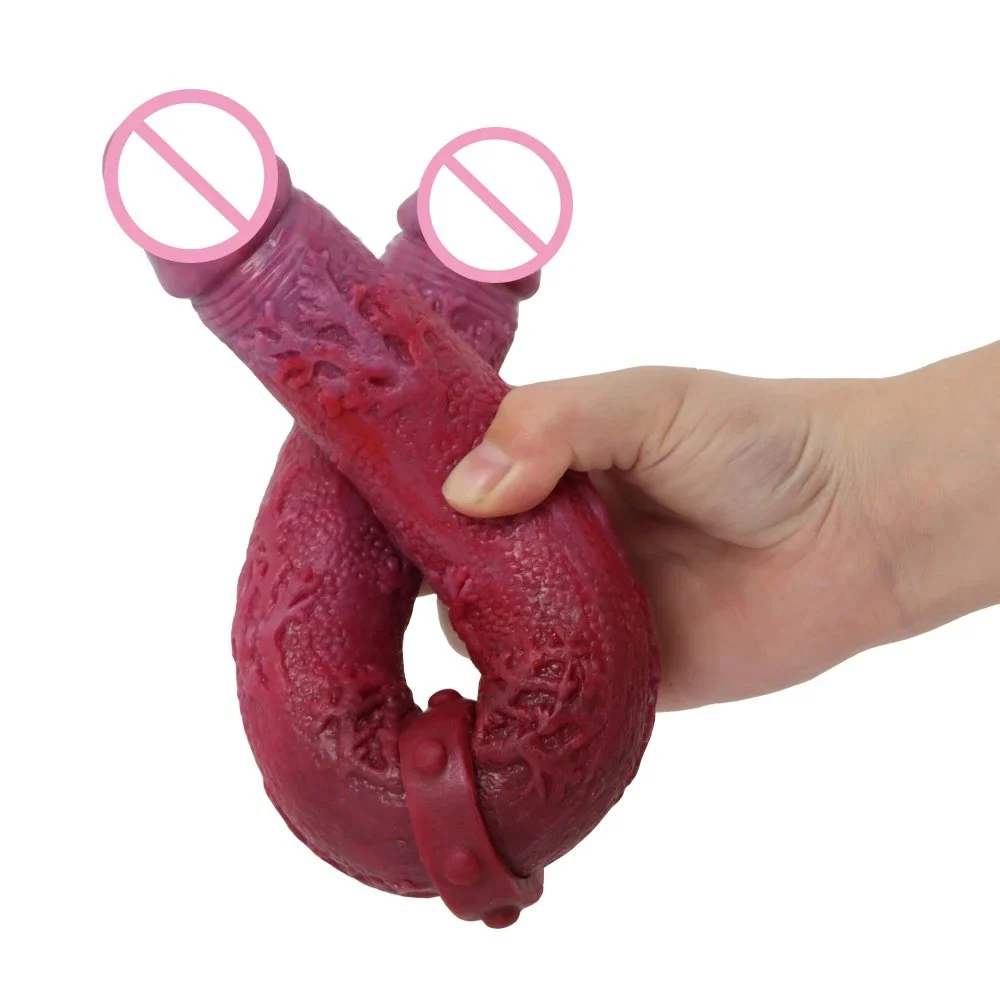 38cm Extra Long Double Headed Simulation Dildo for Gay Lesbian Sex Toys Realistic Silicone Rubber Rod Penis Adult Sex