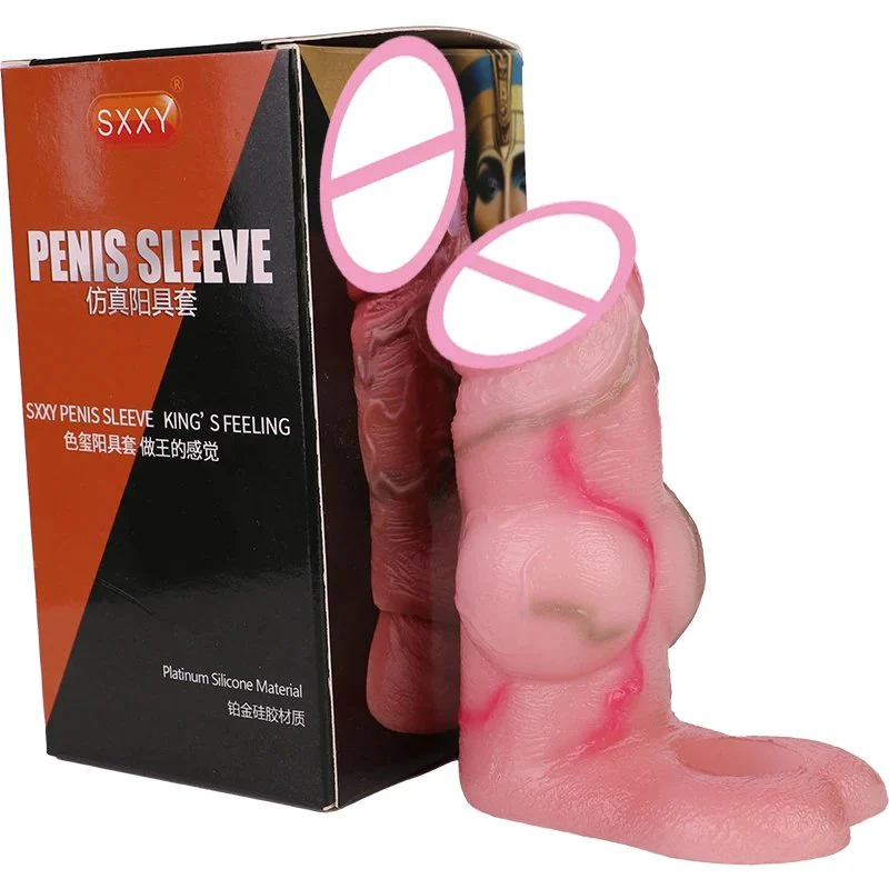 Sleeve Penis Extender, Extender for Enlargement,Cuff Dildo with Testicle Ring Ring for Time Extension,big Knot Penis Sleeve