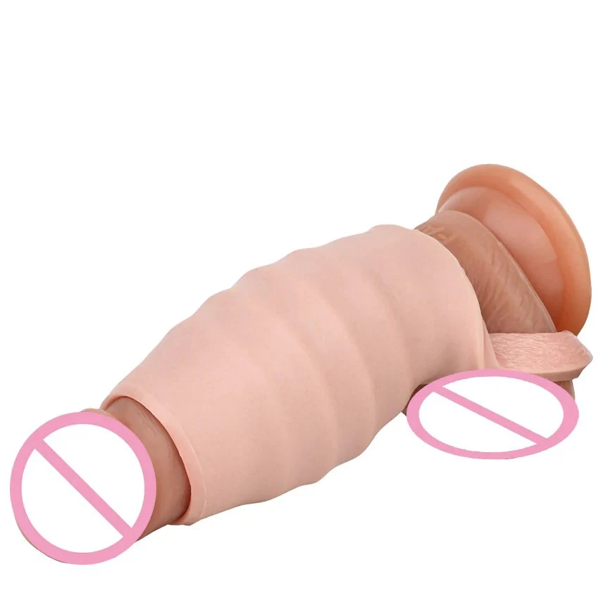 Soft Liquid Penis Enlargement Sleeve Realistic Dildo Simulation Sex Male Penis Enlargement Couple Sex Toys