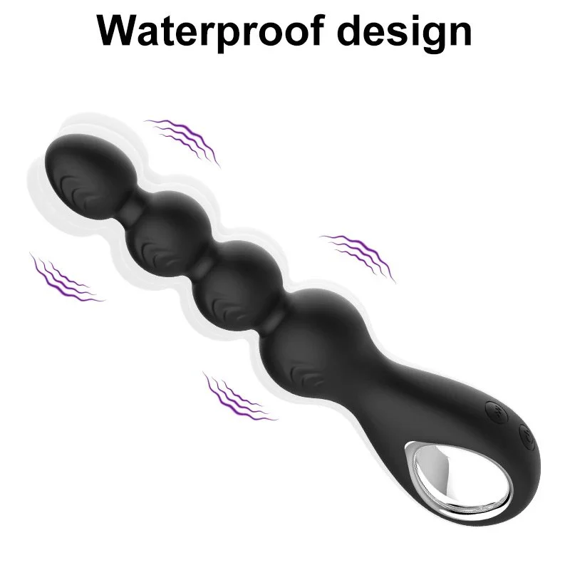 Electric Remote Control Two Section Rotation Vibrating Anal Plug Ring Pulling Beads