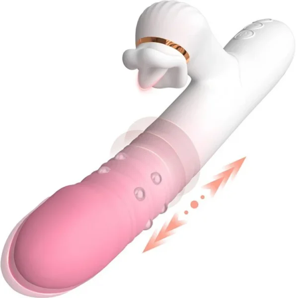 Lips Licking Rabbit Vibration Female Masturbation Telescopic Dildo Massager Sex Toys for Women
