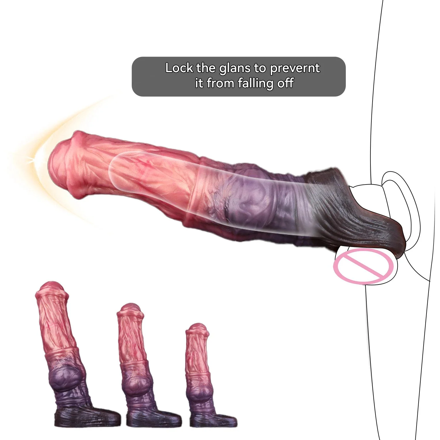 10'' Monster Penis Sleeve Sex Toys Male Soft Penis Extender Lifelike Cock Sleeve Penis Enlarger Male Masturbator Adult Sex Toys