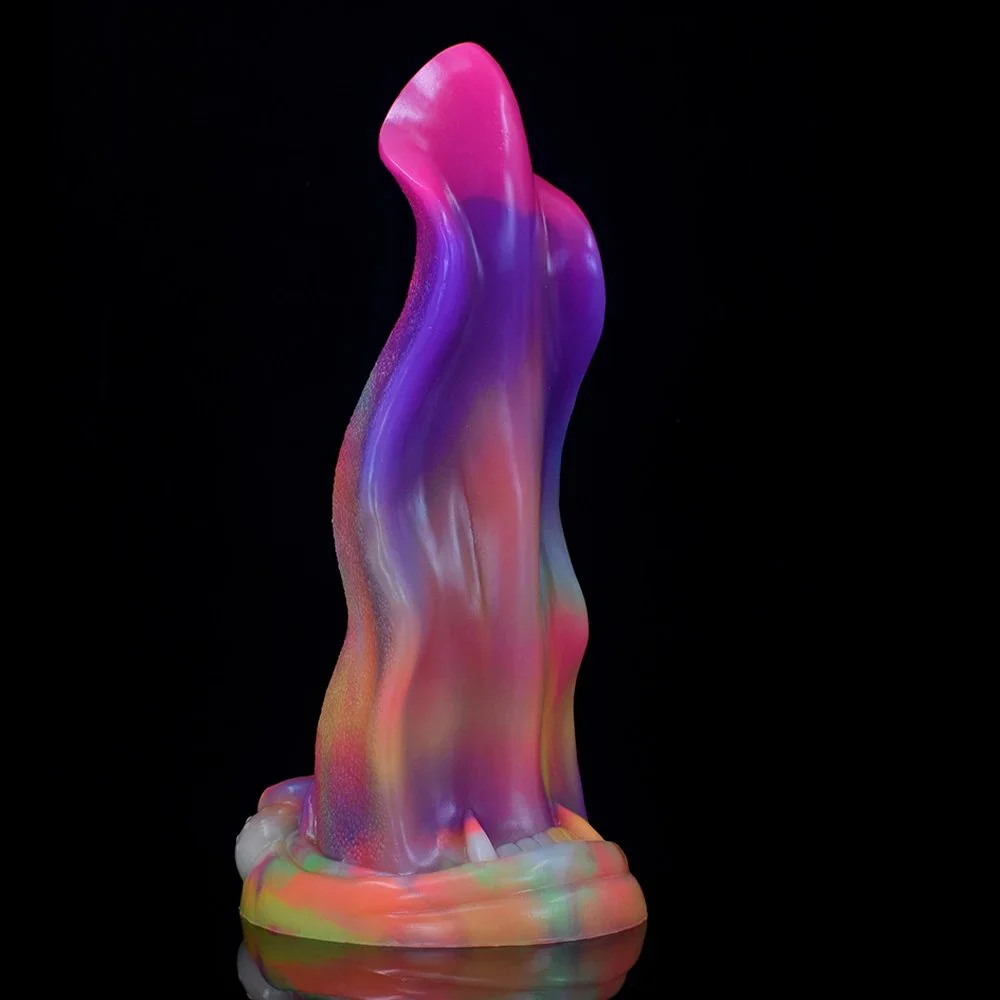 Platinum Silicone Artificial Monster Wolf Tongue Penis Safety Luminous Dildo Glow in the Dark Dildo for Her