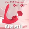 10 Frequency Silicone USB Sucking Vibrator with Thrusting Anal Stimulator