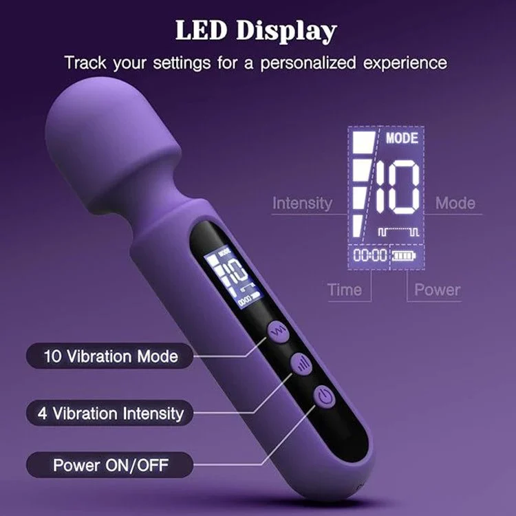 10 Frequency LED Display AV Massage Vibrator Replaceable Silicone Heads Adult Sex Toys for Women