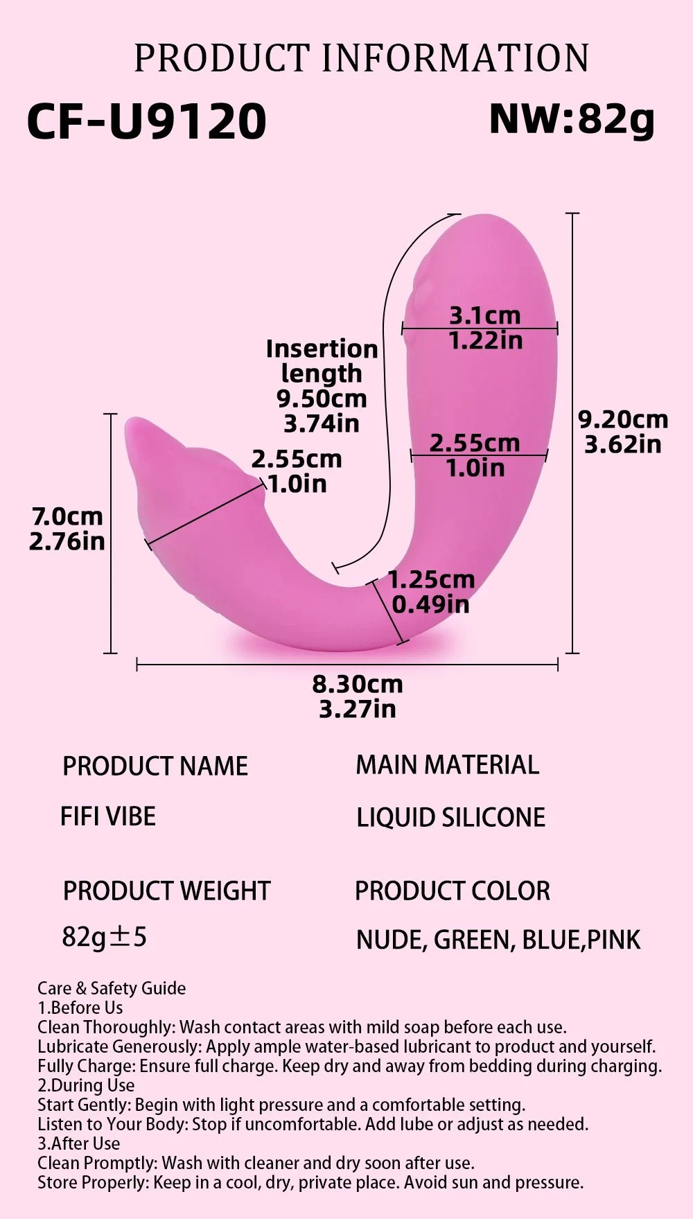 Perfectly Contoured Multi-Frequency Vibrating Female Pleasure Toy Compact Vibrator Suitable for Adult Masturbation Use