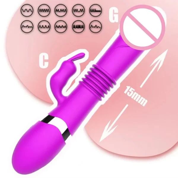 100% Waterproof USB Charge Dildo With Thrusting and Vibrator for Female Masturbation Silicone Rabbit Vibrator