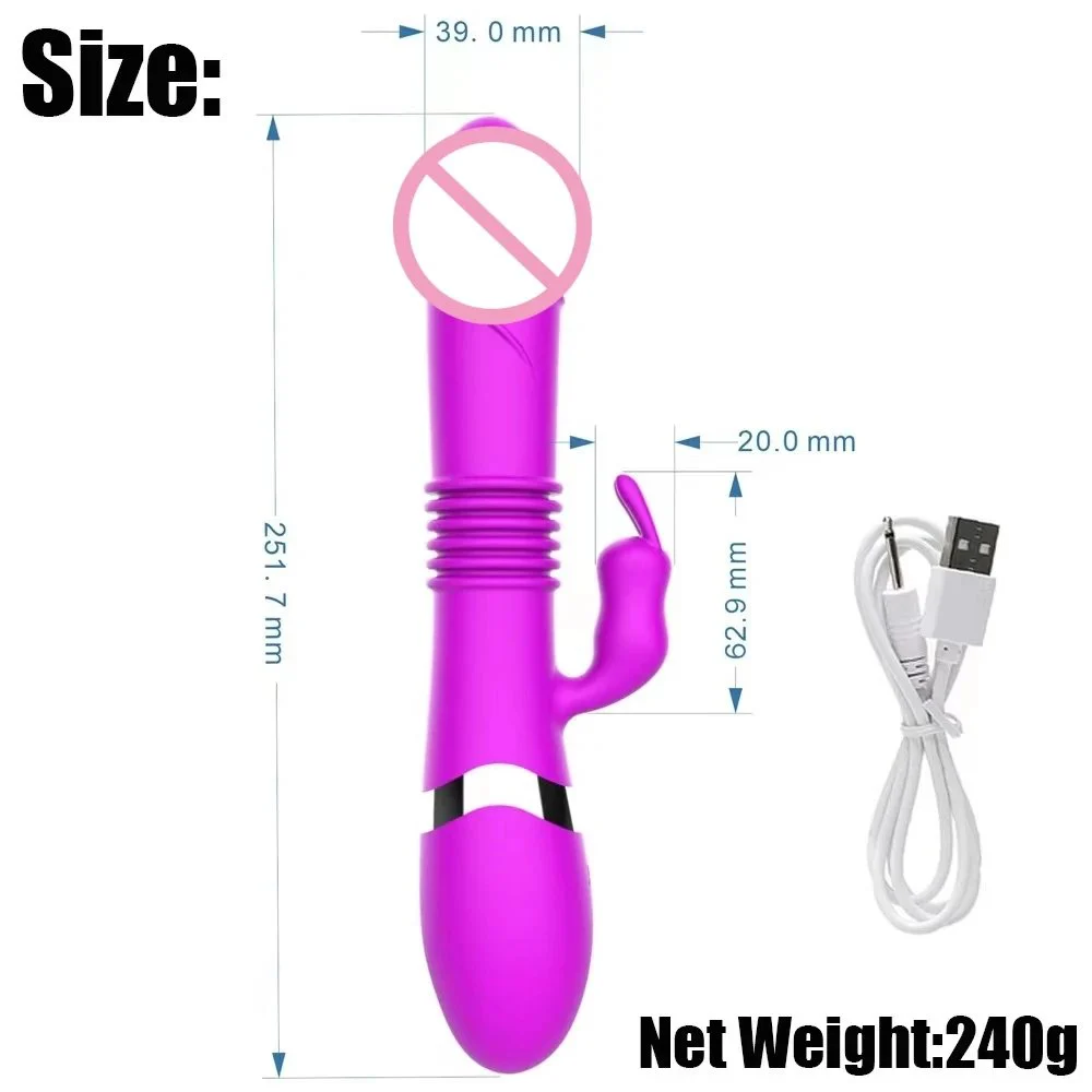 100% Waterproof USB Charge Dildo With Thrusting and Vibrator for Female Masturbation Silicone Rabbit Vibrator