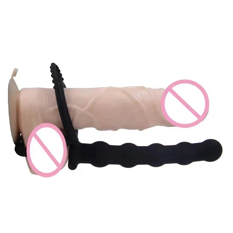 Anal Beads Double Penetration Long Anal Beads Butt Plug Lock Ring Strap on Dildo for Men and Women