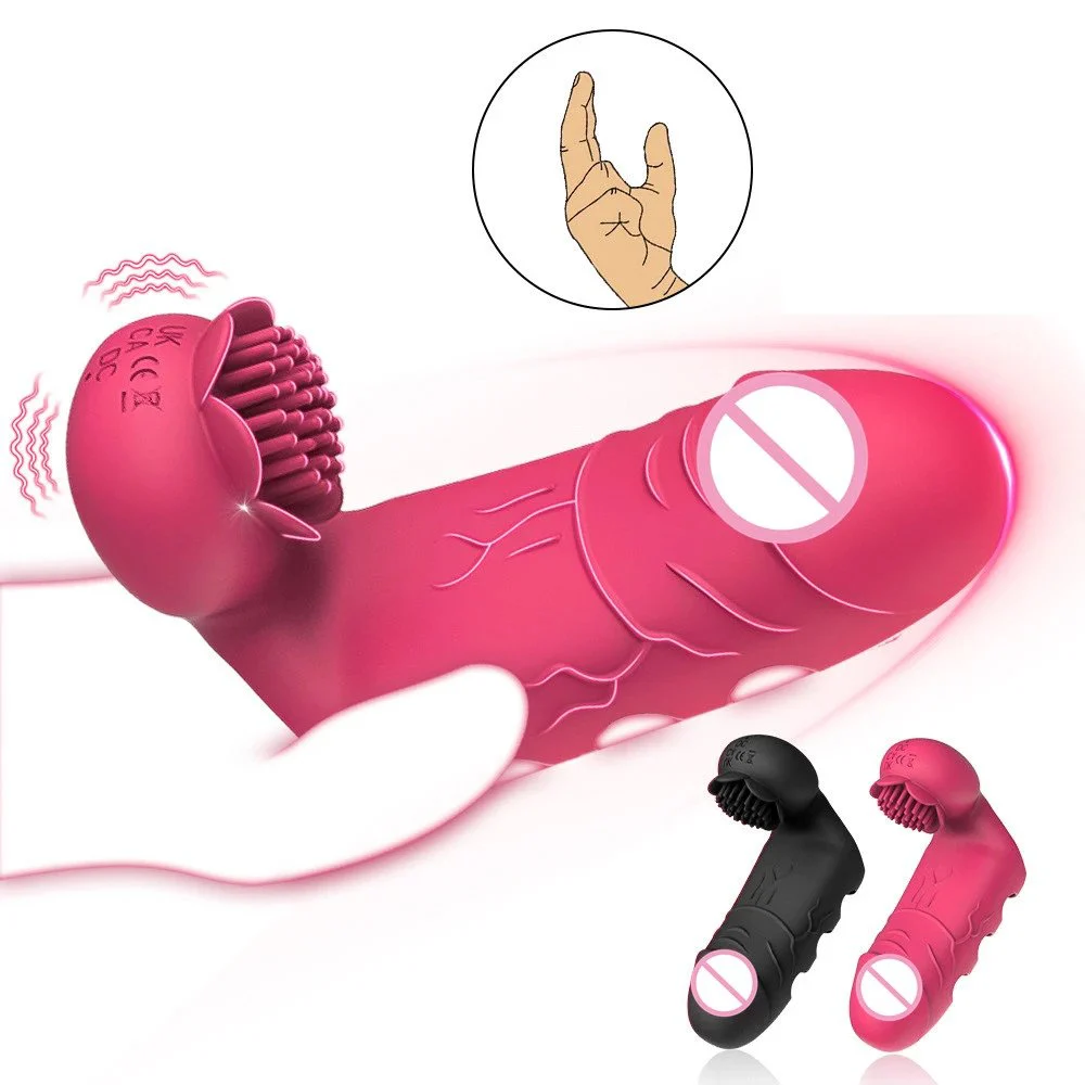 10 Modes Clitoral Stimulation G Spot Massage Dildo Shaped Finger Sleeve Vibrator With Brush