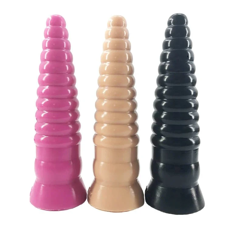 23cm 9 Dia 5.1cm Body Safe Silicone Dildo Realistic Butt Toys Thread Conch Shape Anal Plug Toys for Sexual Pleasure