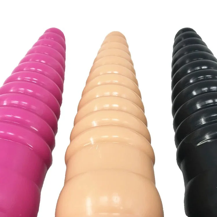 23cm 9 Dia 5.1cm Body Safe Silicone Dildo Realistic Butt Toys Thread Conch Shape Anal Plug Toys for Sexual Pleasure