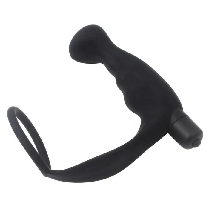 10-Speed Vibrating Prostate Massager with Penis Ring Silicone Anal Plug Sex Toys Metal Vibrator