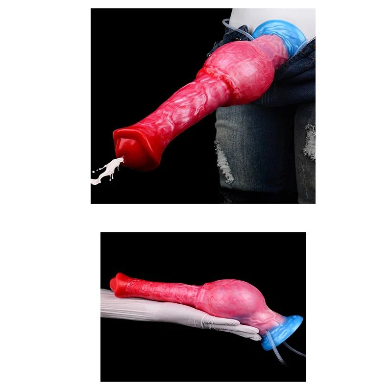 11 Inch Extra Long Fantasy Animal Inflatable Squirting Anal Plug Orgsm Ejuculation Dildo Silicone Sex Toy