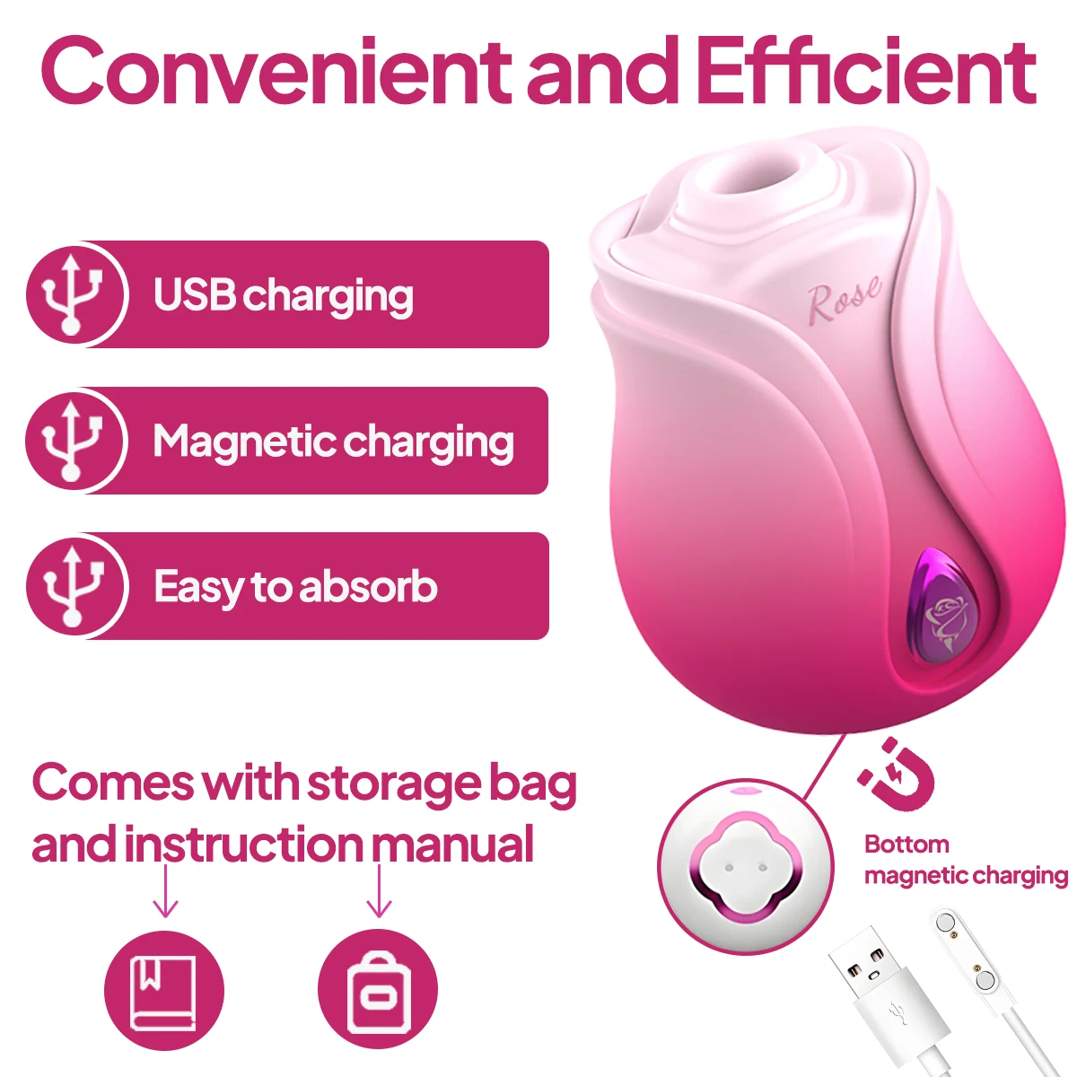 100% Safe Silicone Material Quiet 10 Suction Modes Rose Vibrator Stronger Suction Women Sex Toys